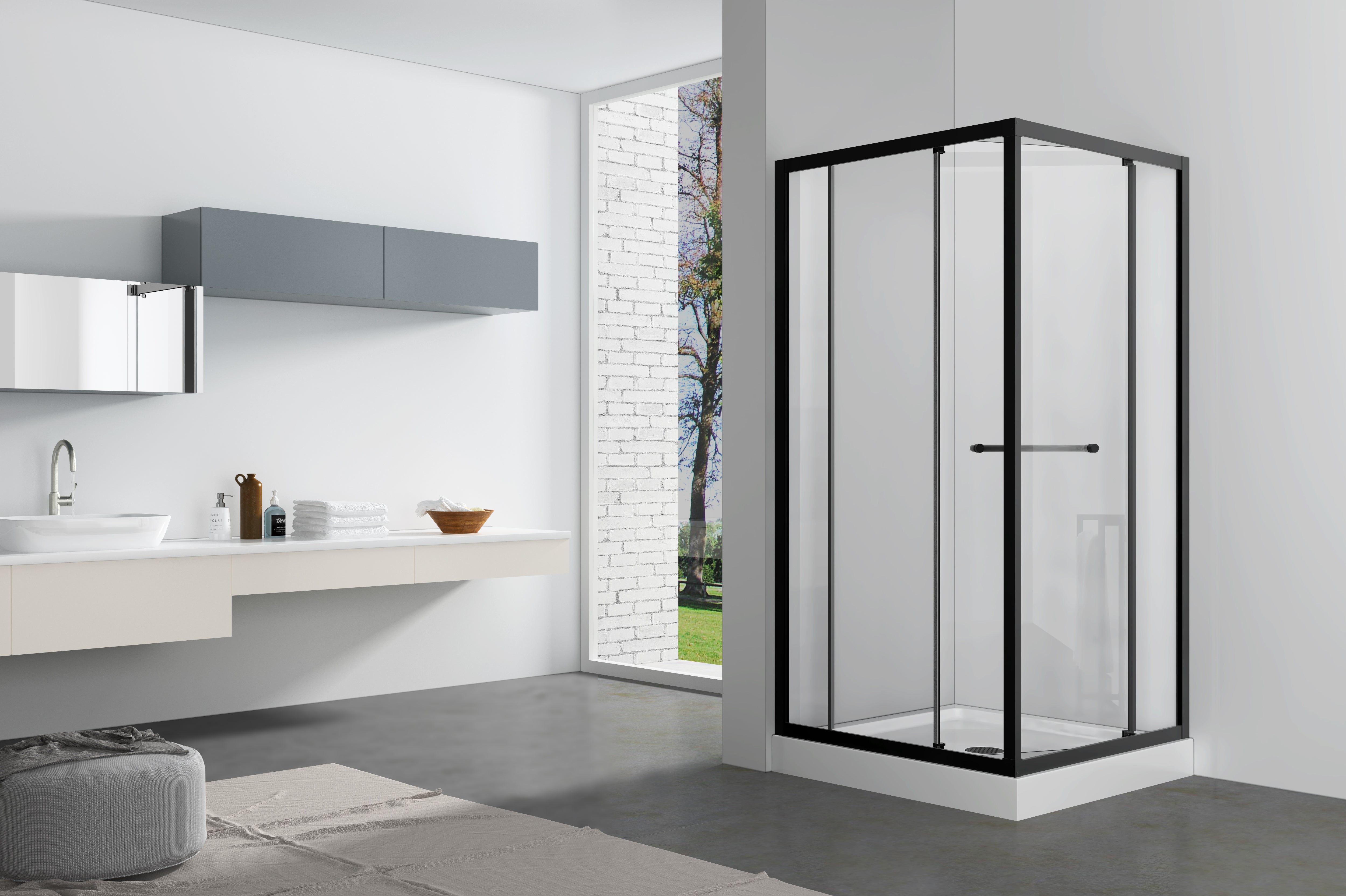 DOUCHE CARRÉ - RONALDO 36 x 36" NOIR