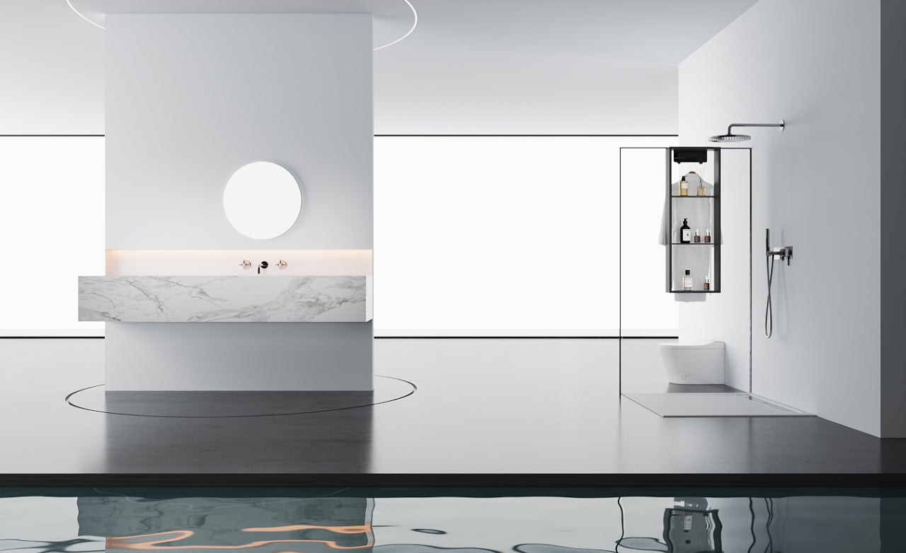 NICHE DE DOUCHE AUTOPORTANTE - 12 X 36" BLANC