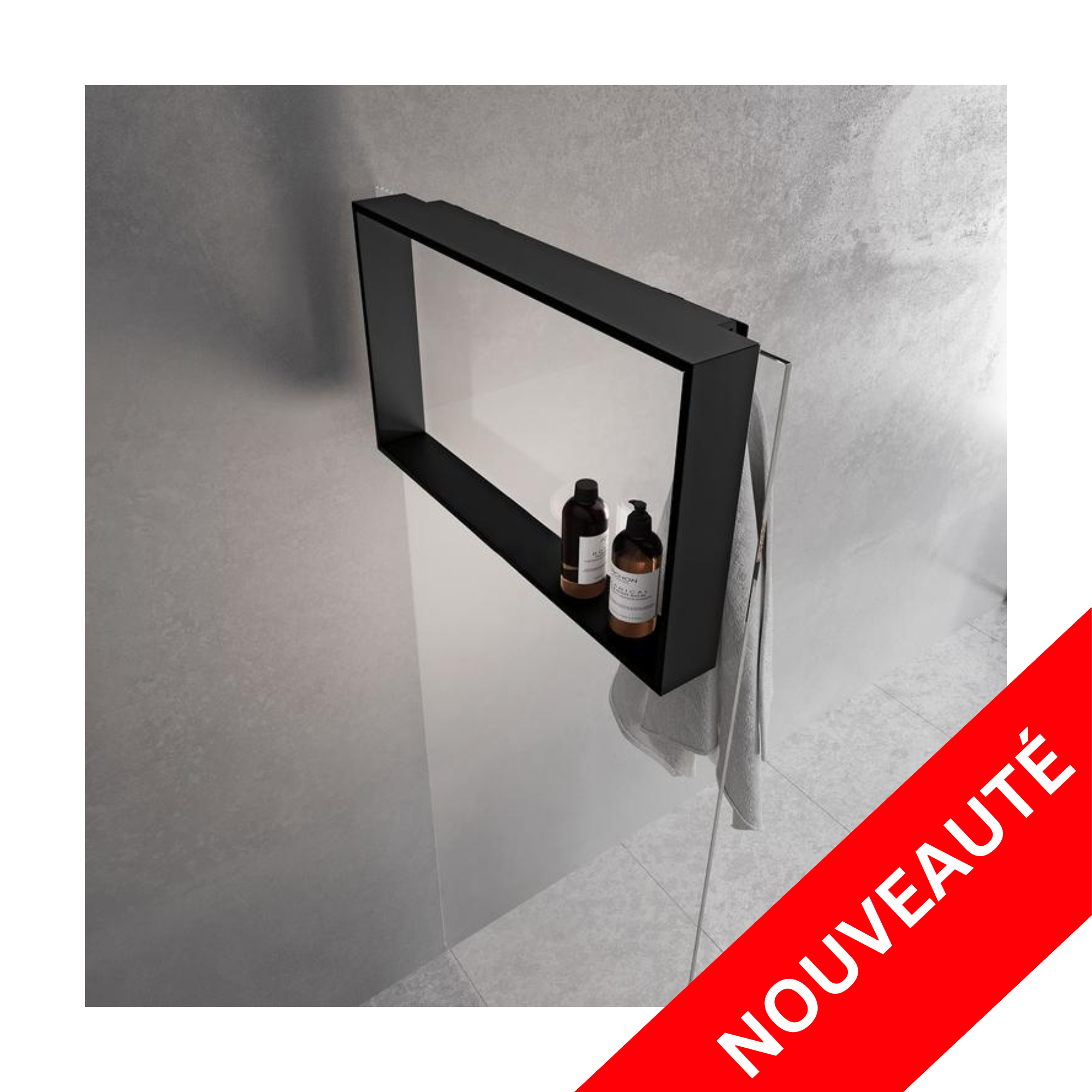 NICHE DE DOUCHE AUTOPORTANTE - 12 X 24" NOIR
