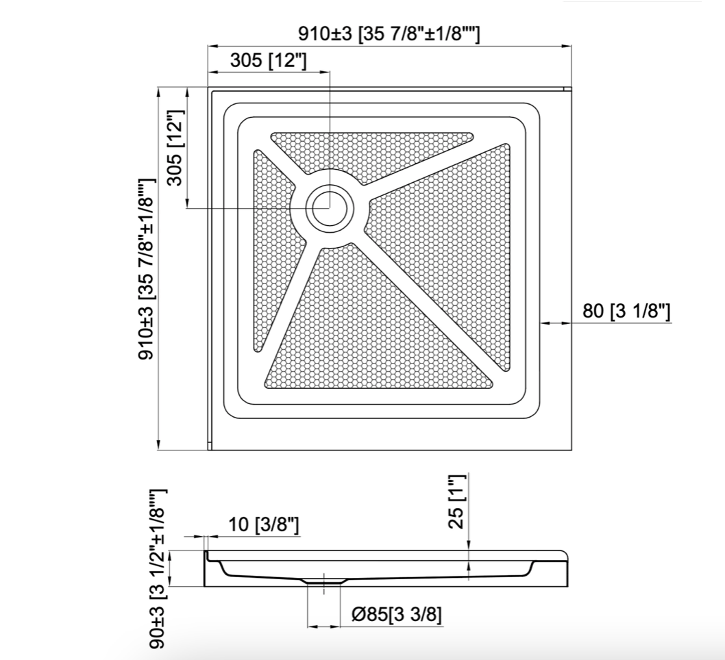 SQUARE SHOWER - MESSI 36 X 36"