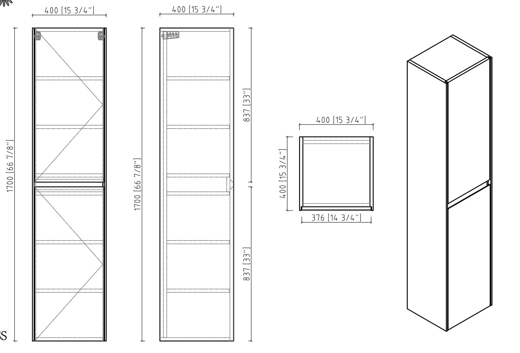 SIDE CABINET BORA - 16"