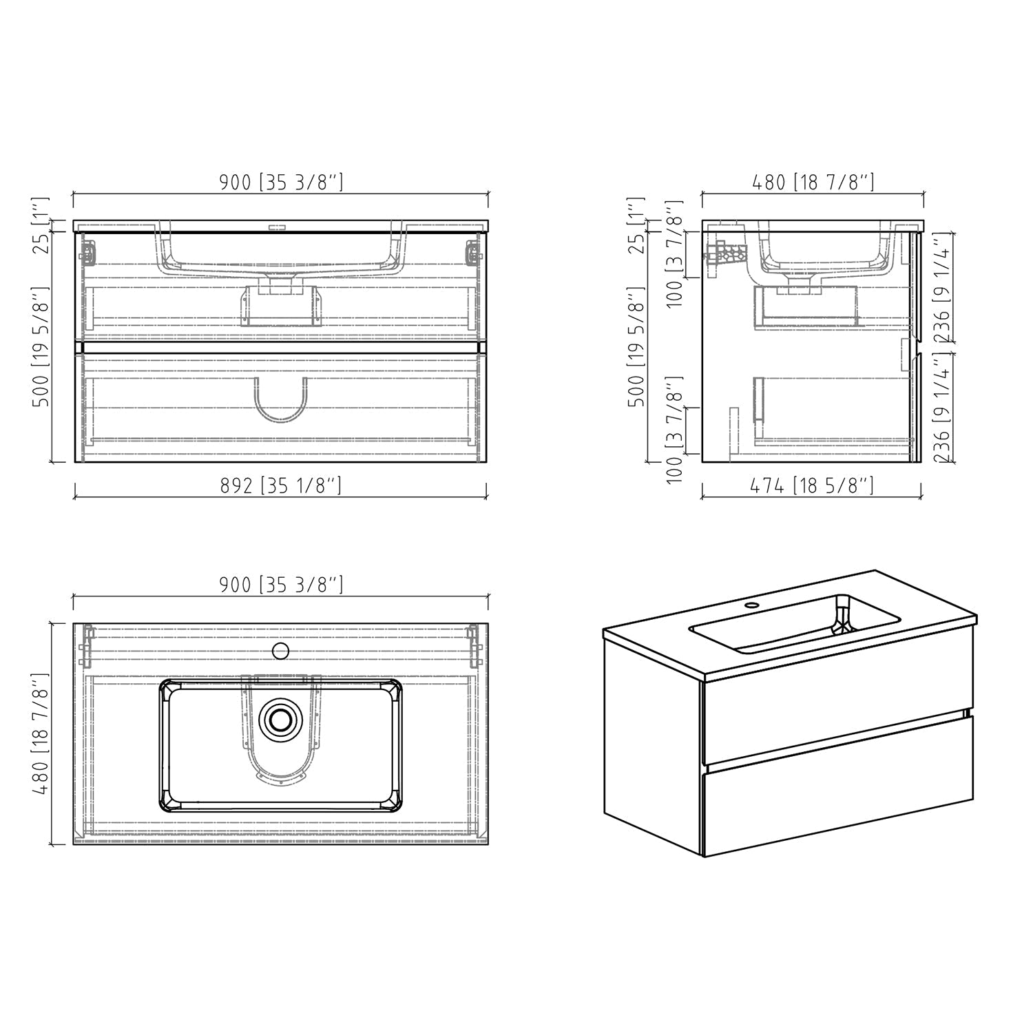 BORA VANITY - 36" (PROMO)