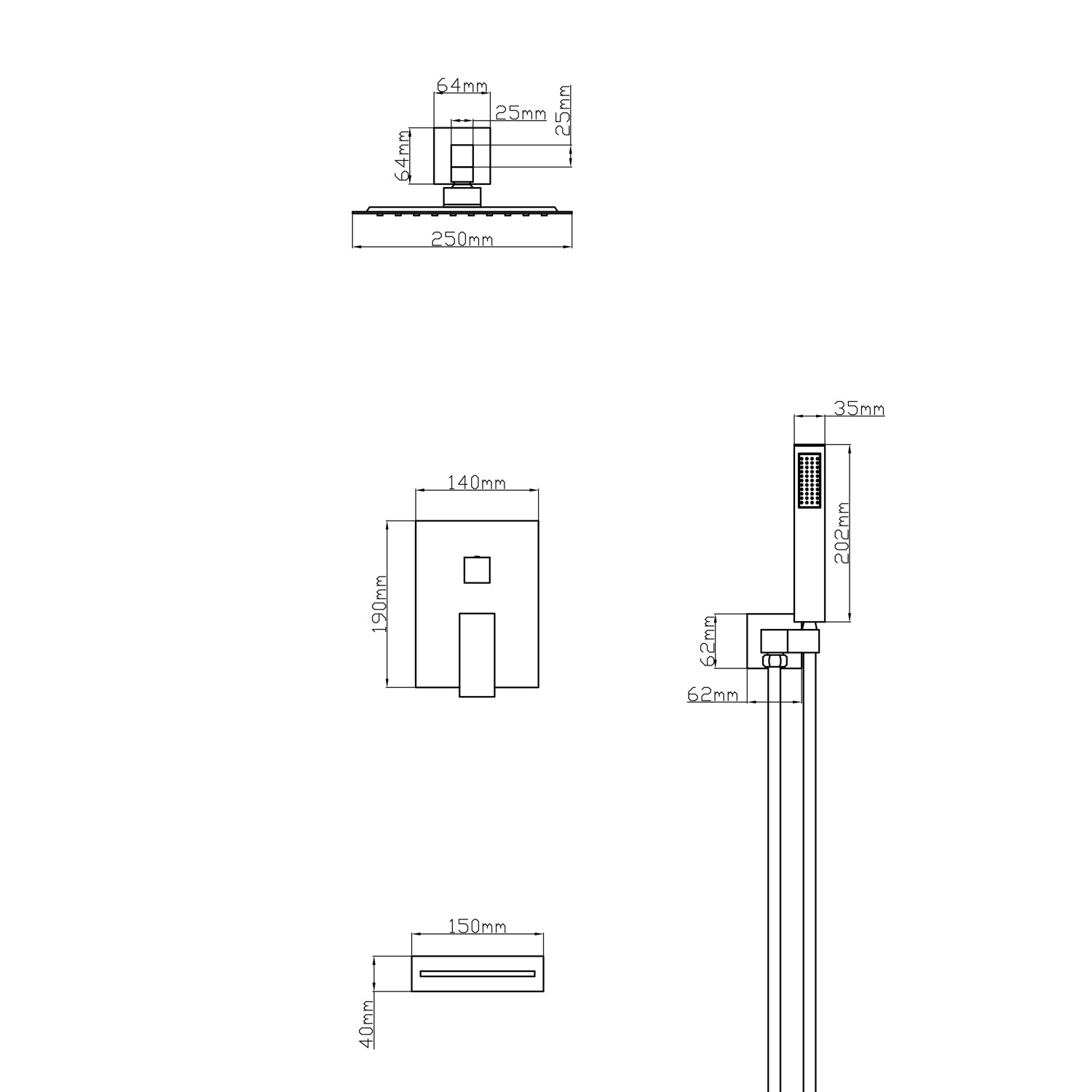 ROBINET DE BAIN DOUCHE - D35BL