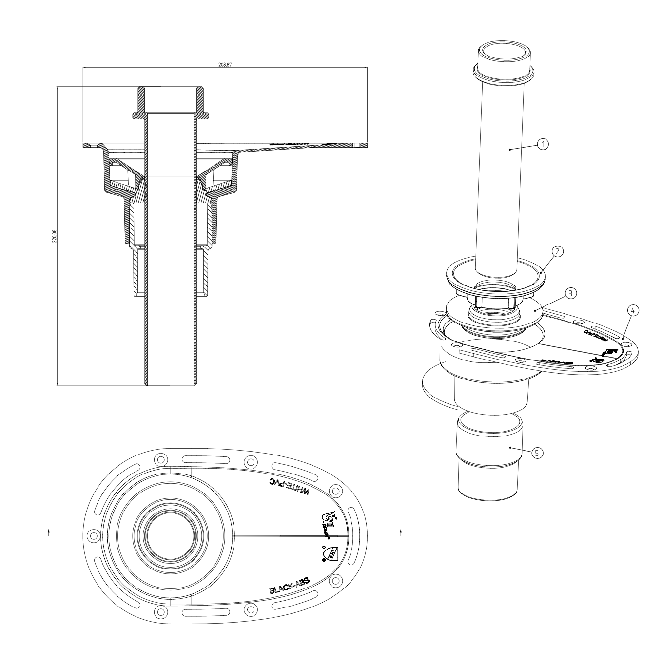 FREESTANDING BATHTUB DRAIN - DROP IN