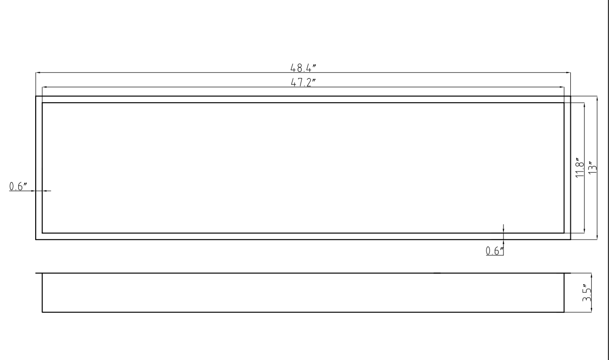 SHOWER WALL NICHE - 12 X 48" BLACK