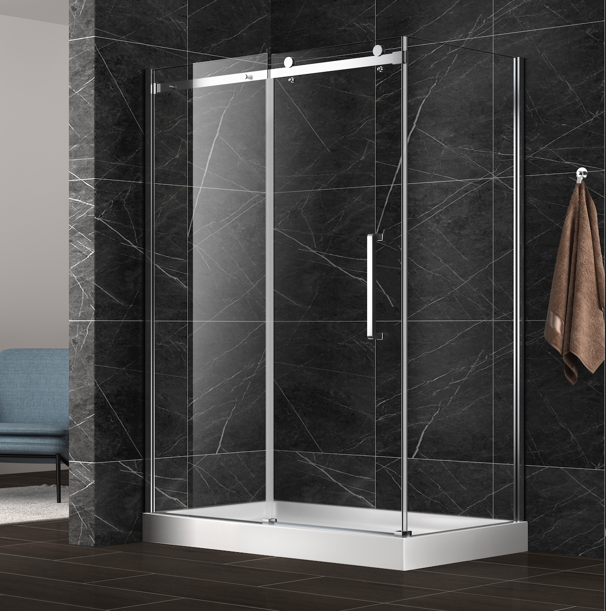 SLIDING DOOR CORNER SHOWER - MATEO 8MM