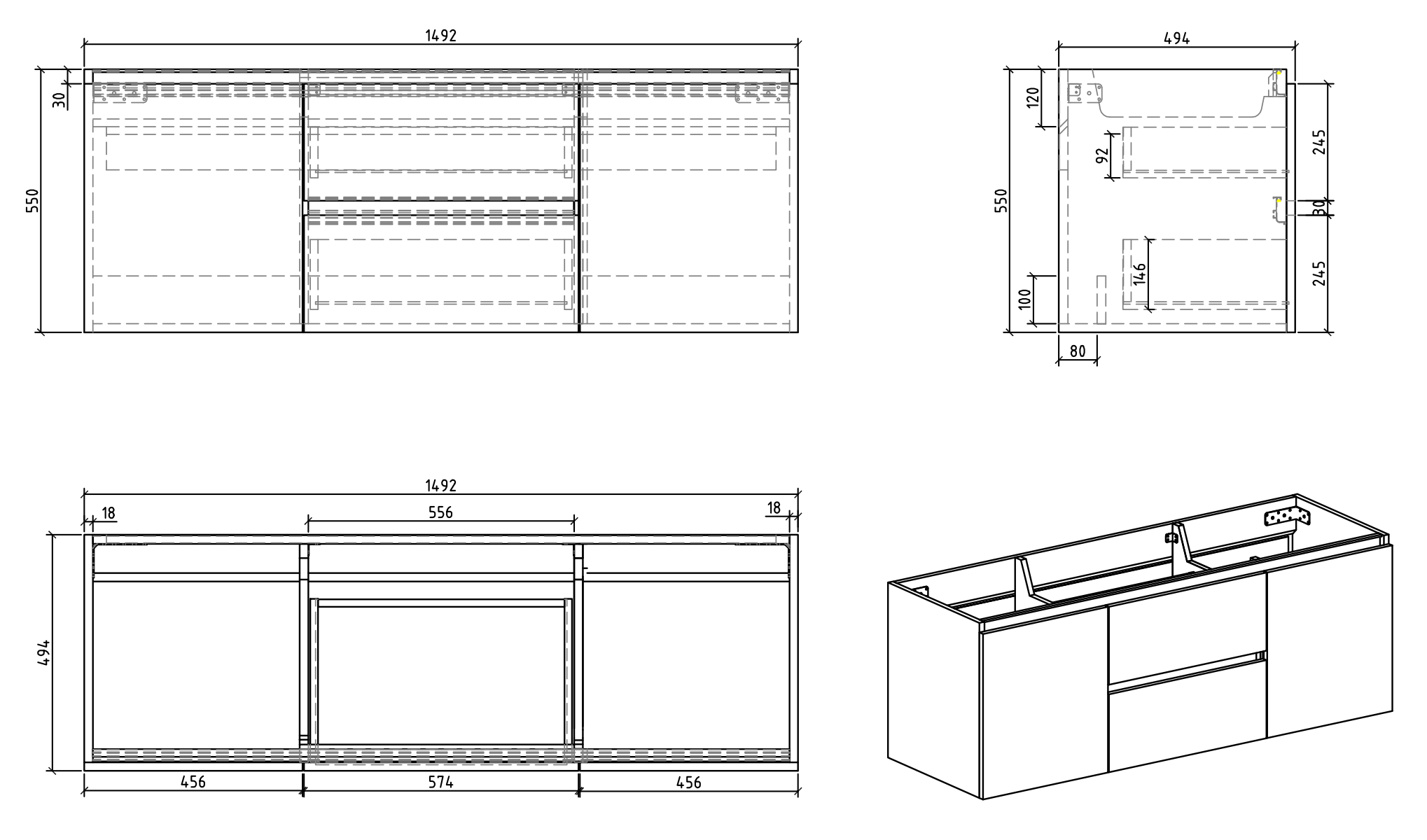 VANITÉ KENZO LED - 60" DOUBLE (PROMO)