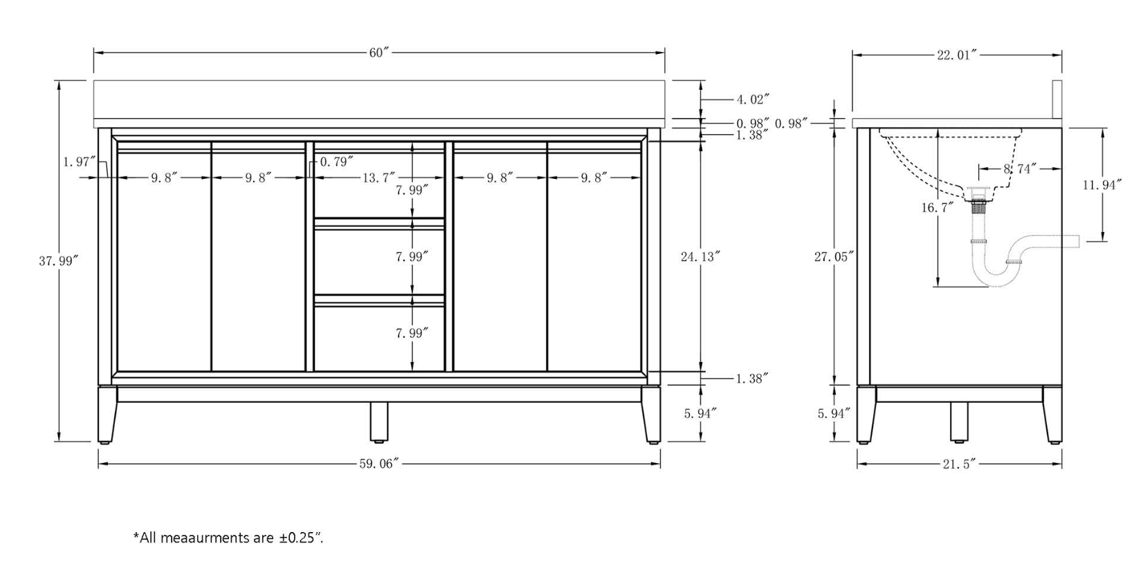 VANITÉ VA80 - 60" SIMPLE