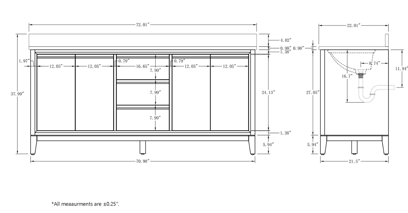 VANITÉ VA80 - 72" DOUBLE