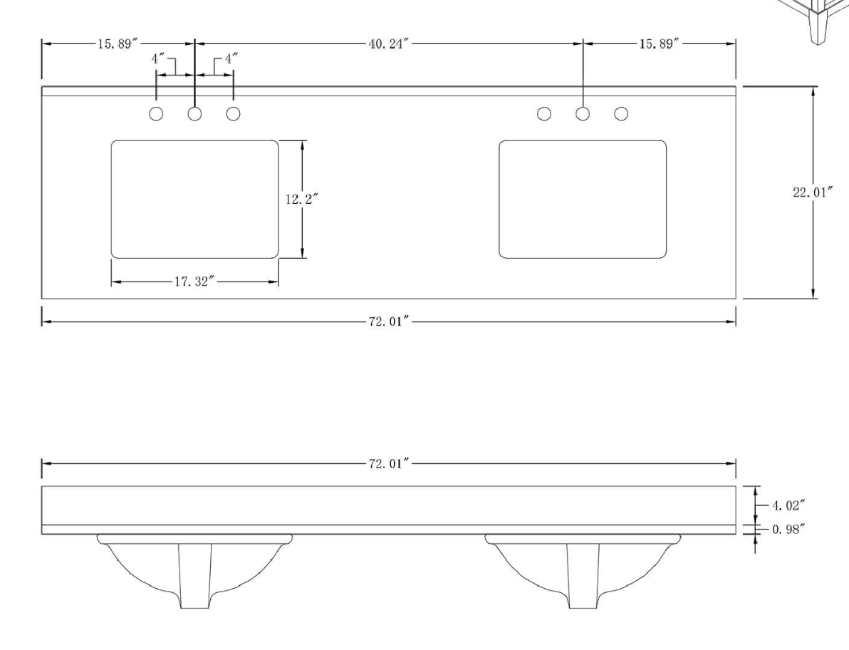 VANITÉ VA80 - 72" DOUBLE