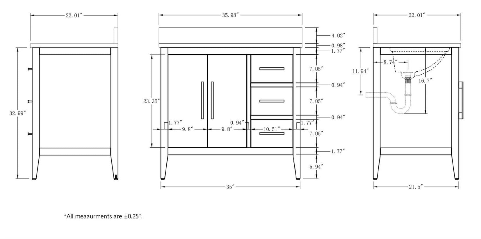 VANITÉ VA90 - 36"