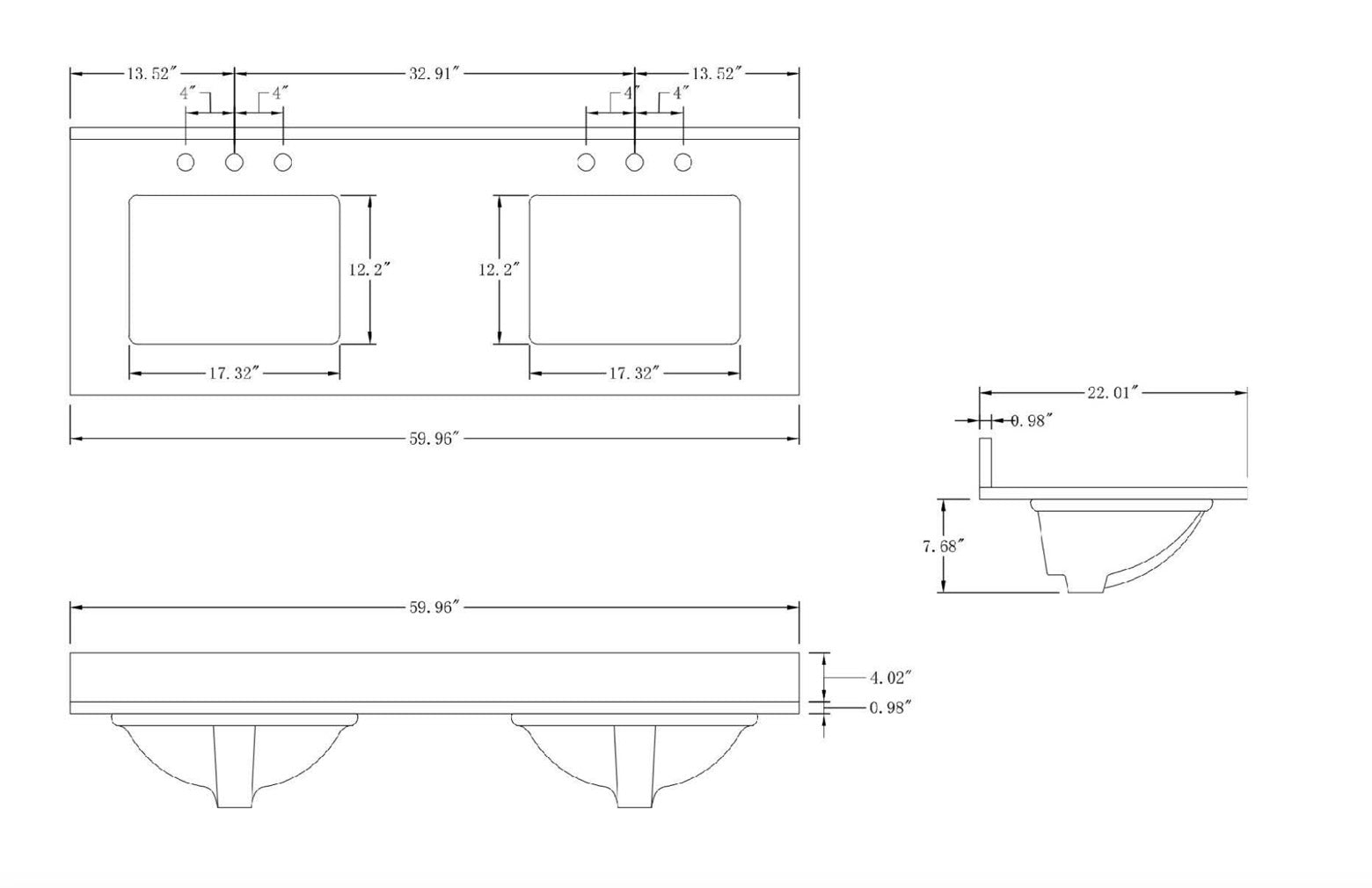 VANITY VA90 - 60" DOUBLE