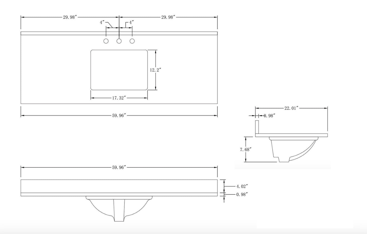VANITY VA90 - 60" SINGLE