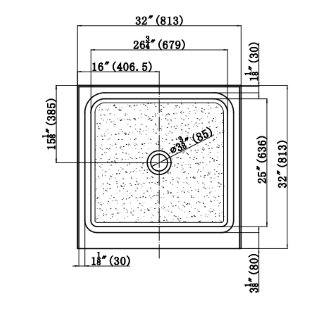 SHOWER BASE - B3232 ALCOVE