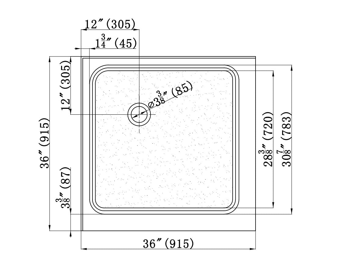 SQUARE SHOWER - RONALDO 36 x 36" CHROME