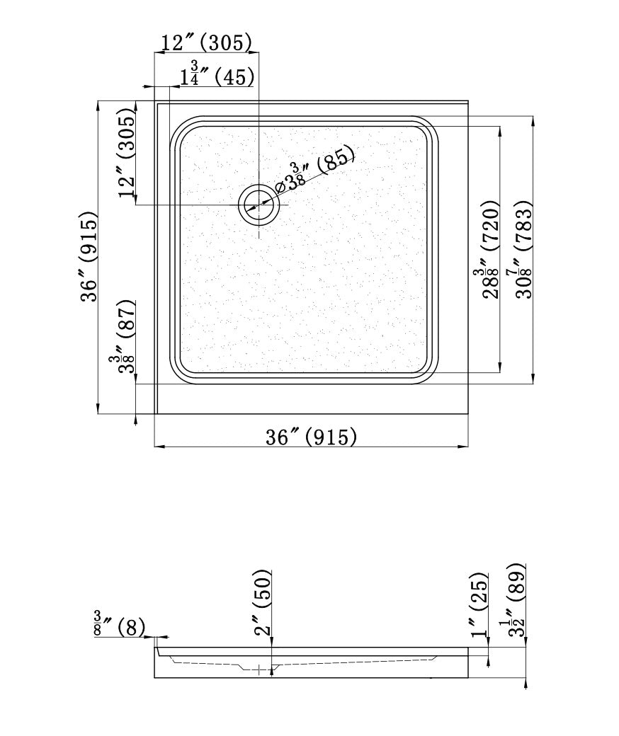 BASE DE DOUCHE - CARRÉ 36 x 36" (LIQUIDATION)