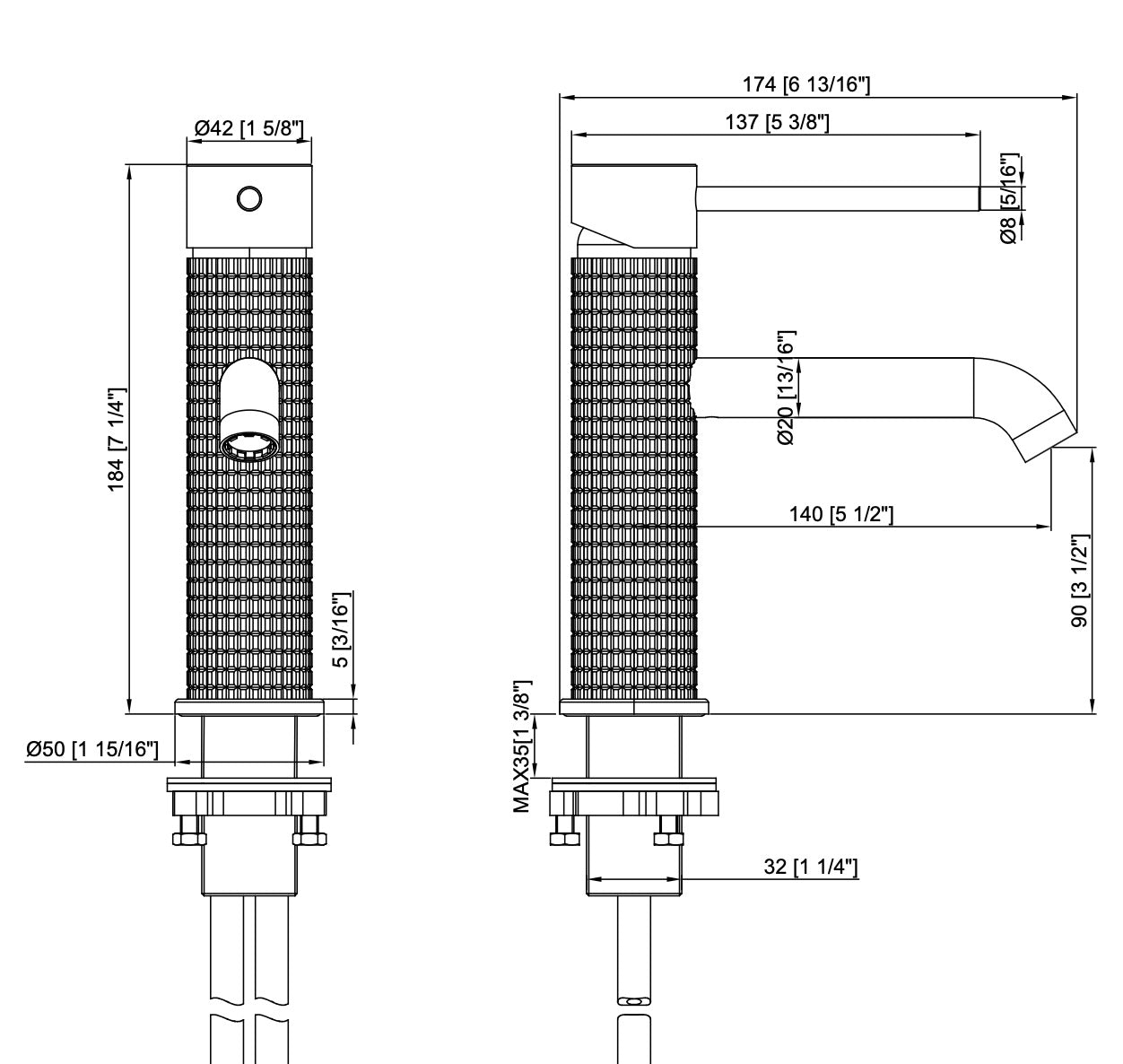 ROBINET VANITÉ - H13BG OR BROSSÉ