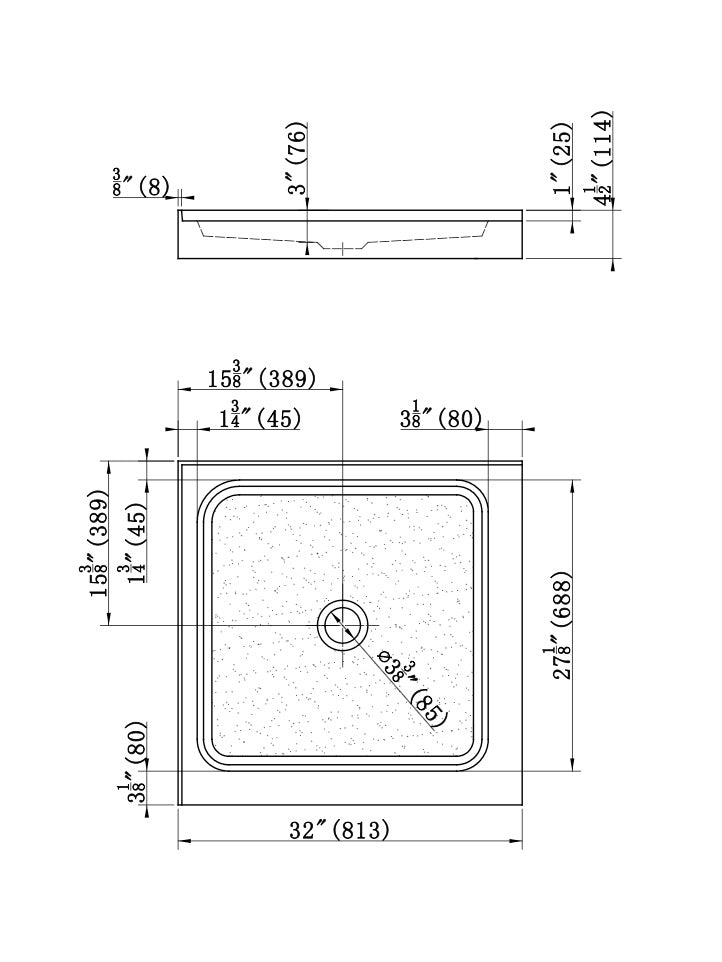 BASE DE DOUCHE - 32 X 32" COIN