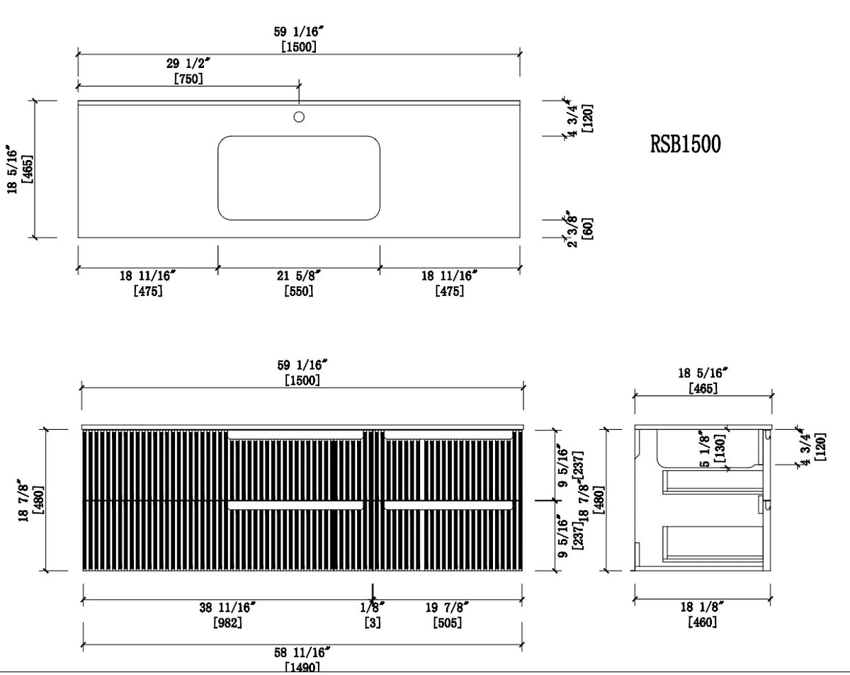 VANITY LASA - 60" DOUBLE SINK
