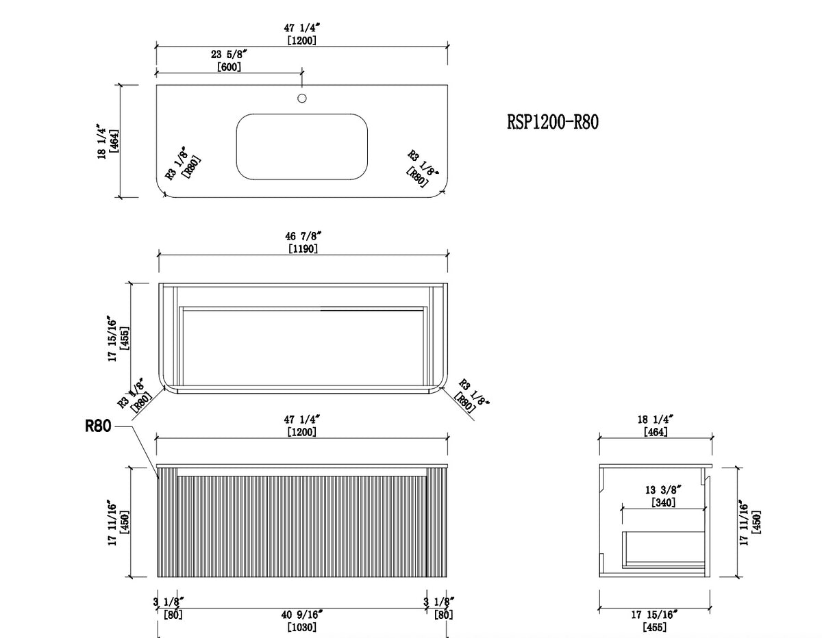VANITY GERIAN OAK - 48" WHITE COUNTERTOP