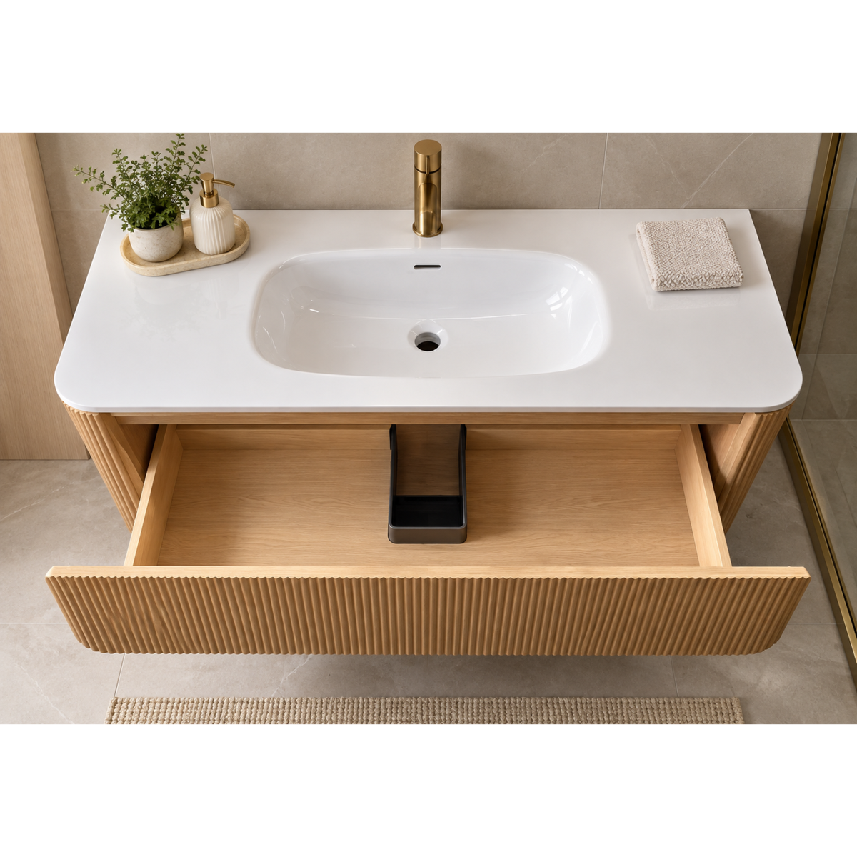 VANITÉ GERIAN OAK - 48" COMPTOIR BLANC