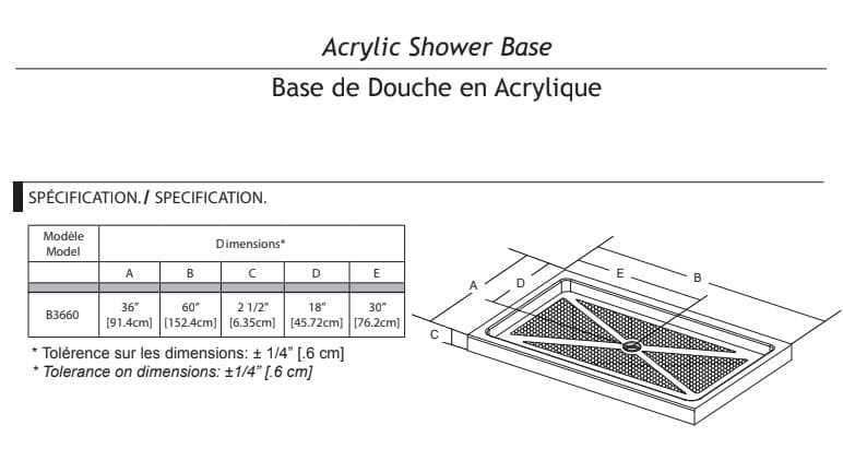 BASE DE DOUCHE BL36 - SALLE DE BAIN VODA