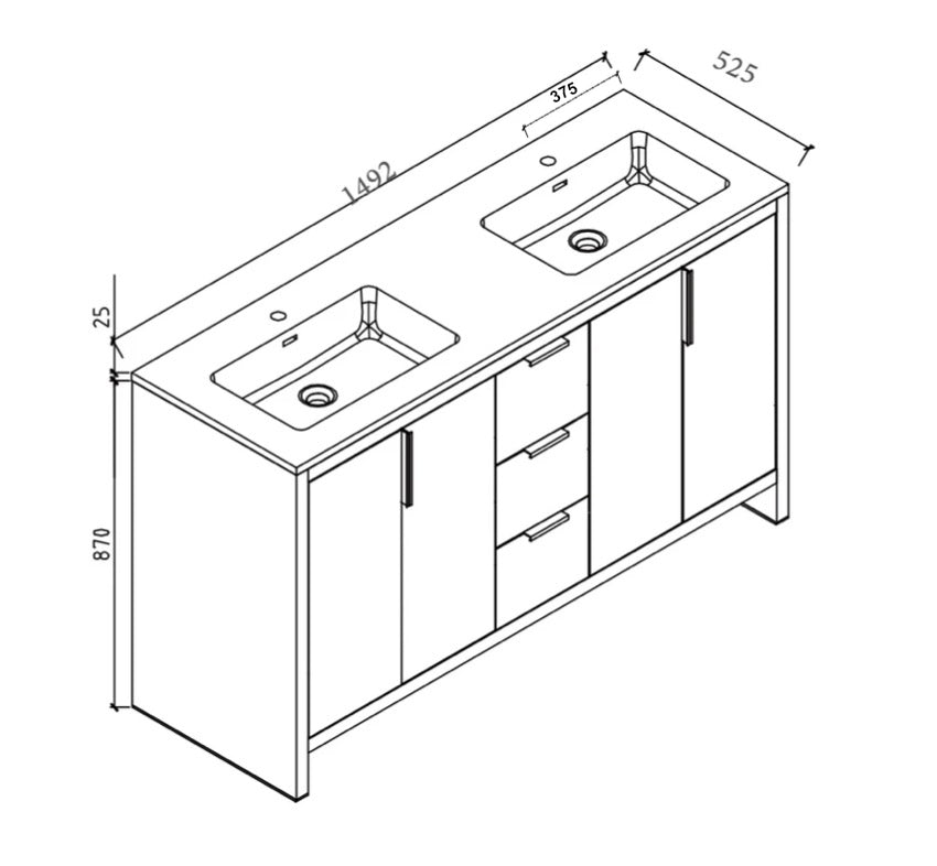 VANITY LUKA - 60" DOUBLE (PROMO)