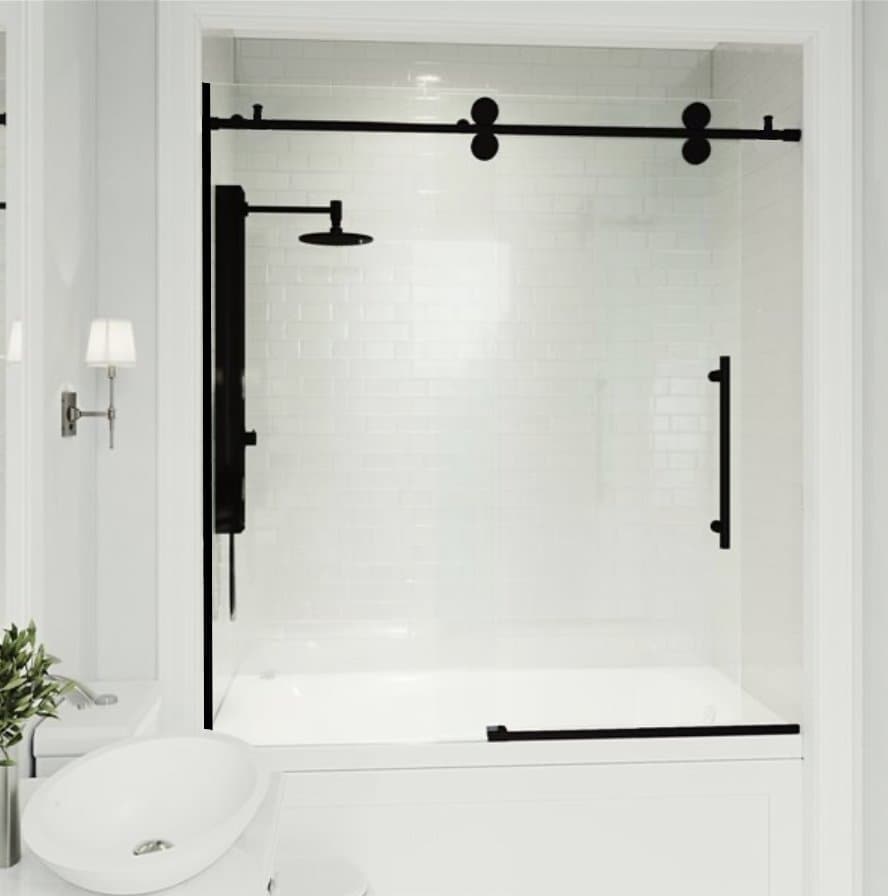PORTE DE BAIN DOUCHE COULISSANTE - ZARO 8MM NOIR - SALLE DE BAIN VODA