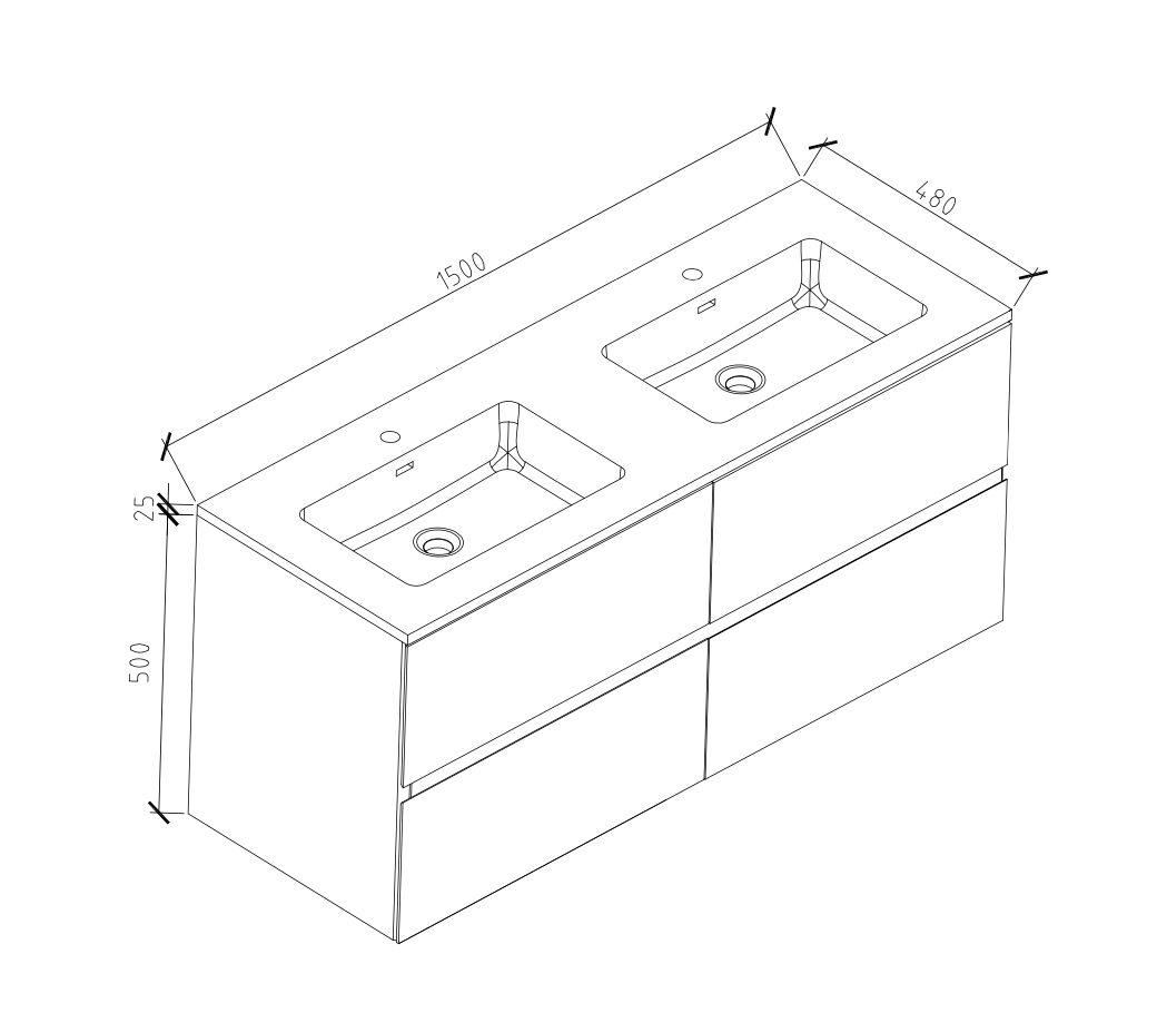 VANITÉ JIJI - 60" DOUBLE - SALLE DE BAIN VODA