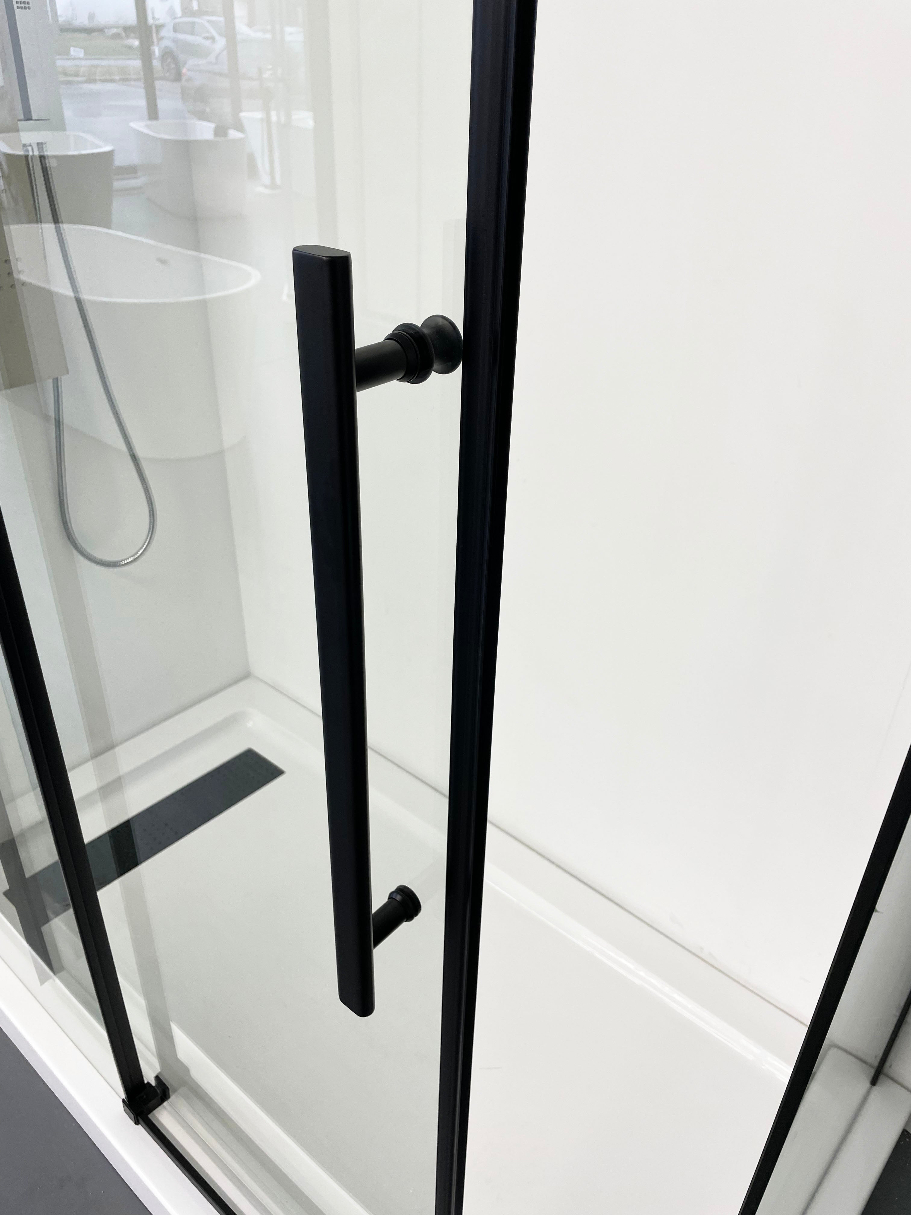 SLIDING DOOR CORNER SHOWER - MATEO 8MM BLACK