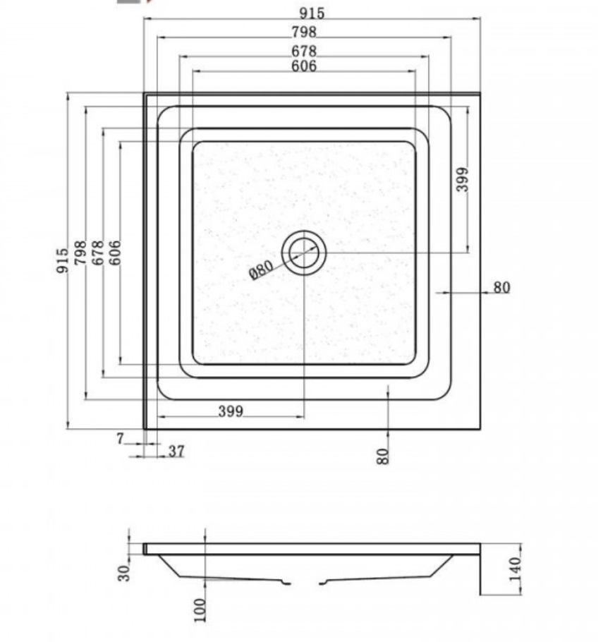 SHOWER BASE - 36 X 36" SQUARE ARTEMY