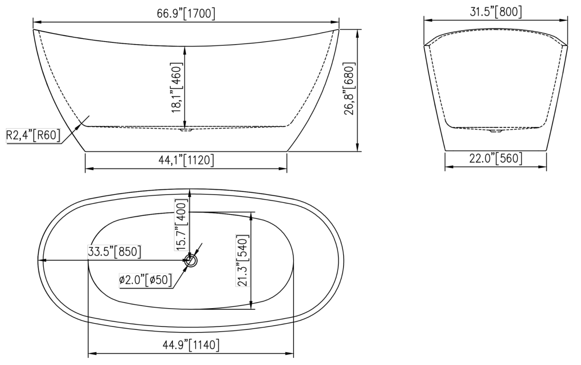 FREESTANDING BATHTUB - BERTA