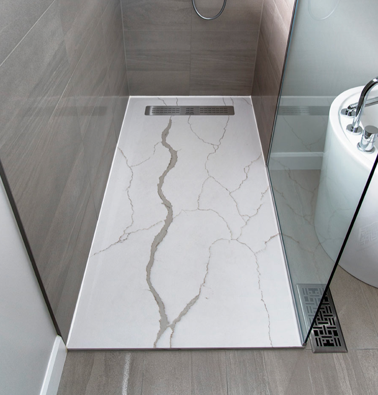 SHOWER BASE - CALACATTA QUARTZ LINEA