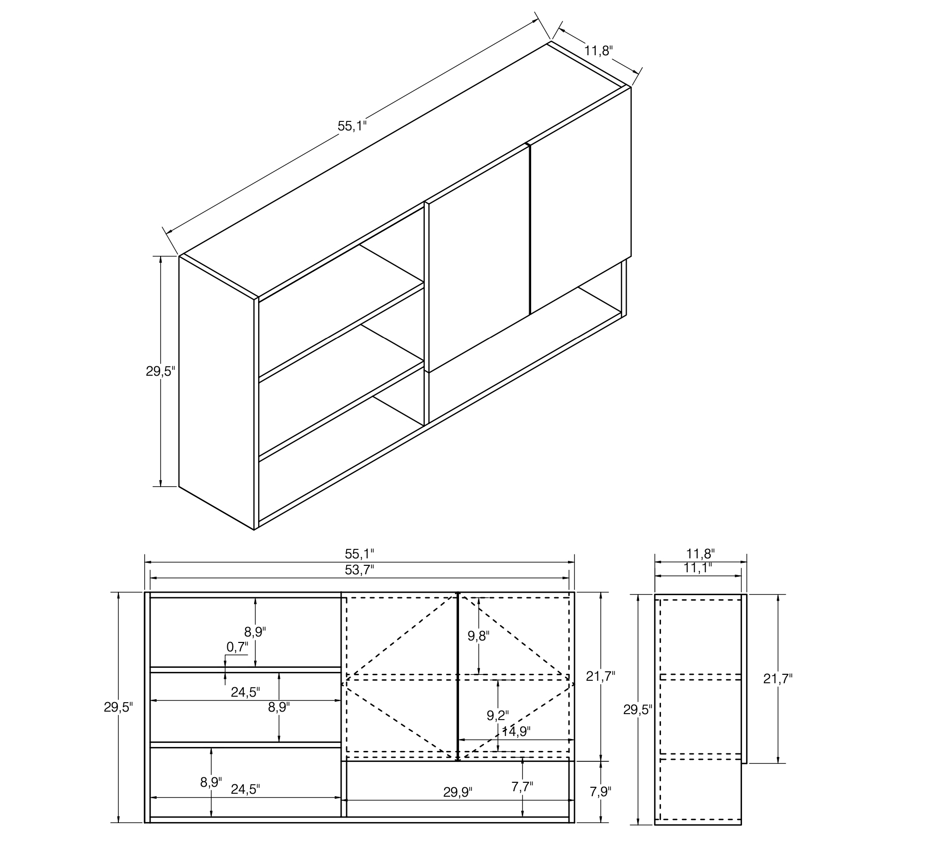 STORAGE UNIT BALI - 55"
