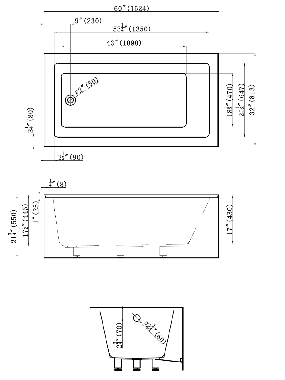 Baignoire alcove ENZO - 60 x 32" - SALLE DE BAIN VODA