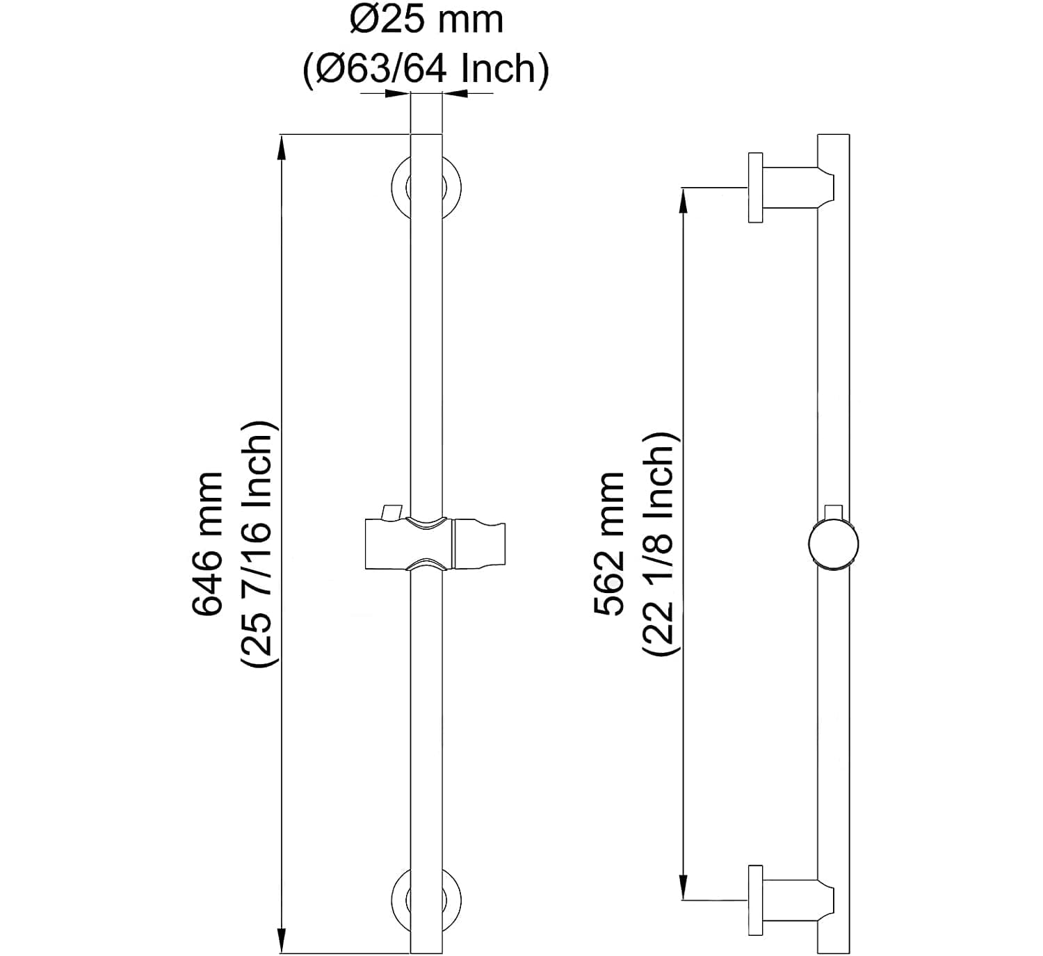 BARRE DE DOUCHE - CHROME - SALLE DE BAIN VODA