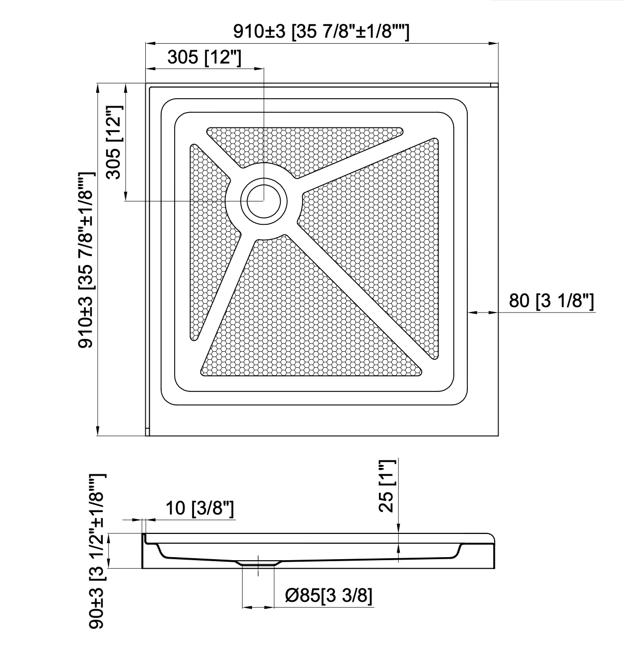 BASE DE DOUCHE - CARRÉ 36 x 36" - SALLE DE BAIN VODA