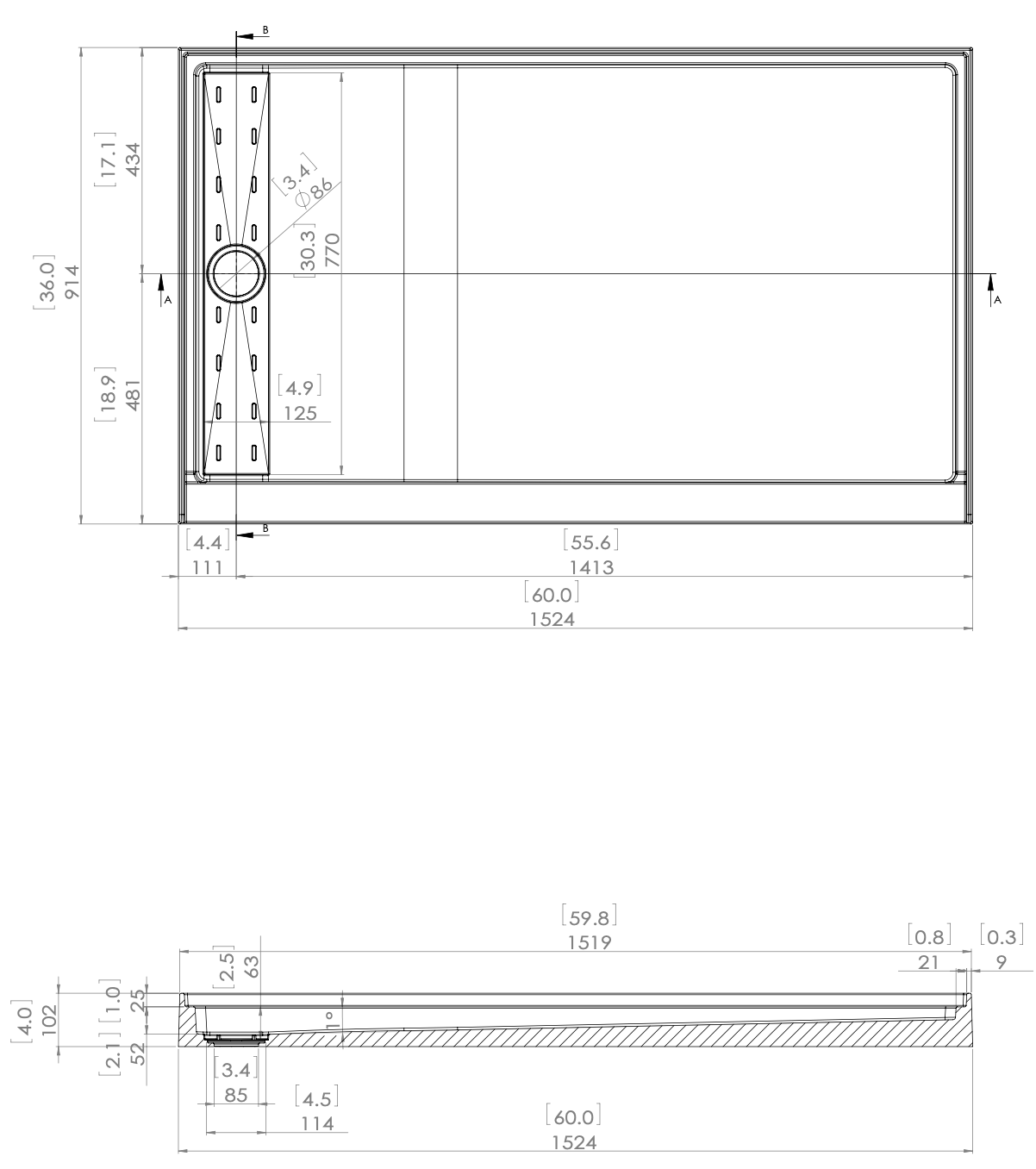 BASE DE DOUCHE - JAKO (ALCOVE) - SALLE DE BAIN VODA