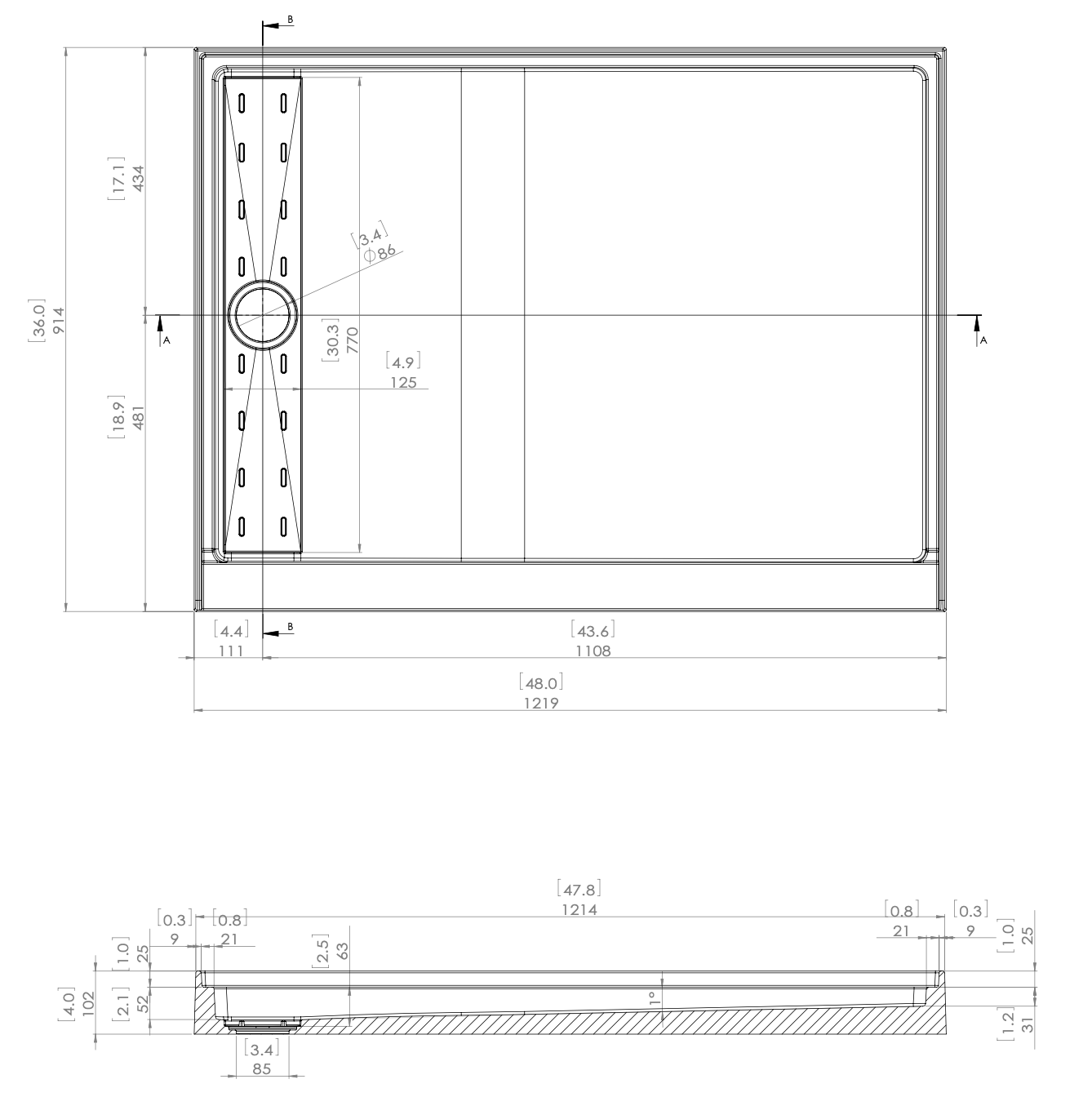 BASE DE DOUCHE - JAKO (ALCOVE) - SALLE DE BAIN VODA