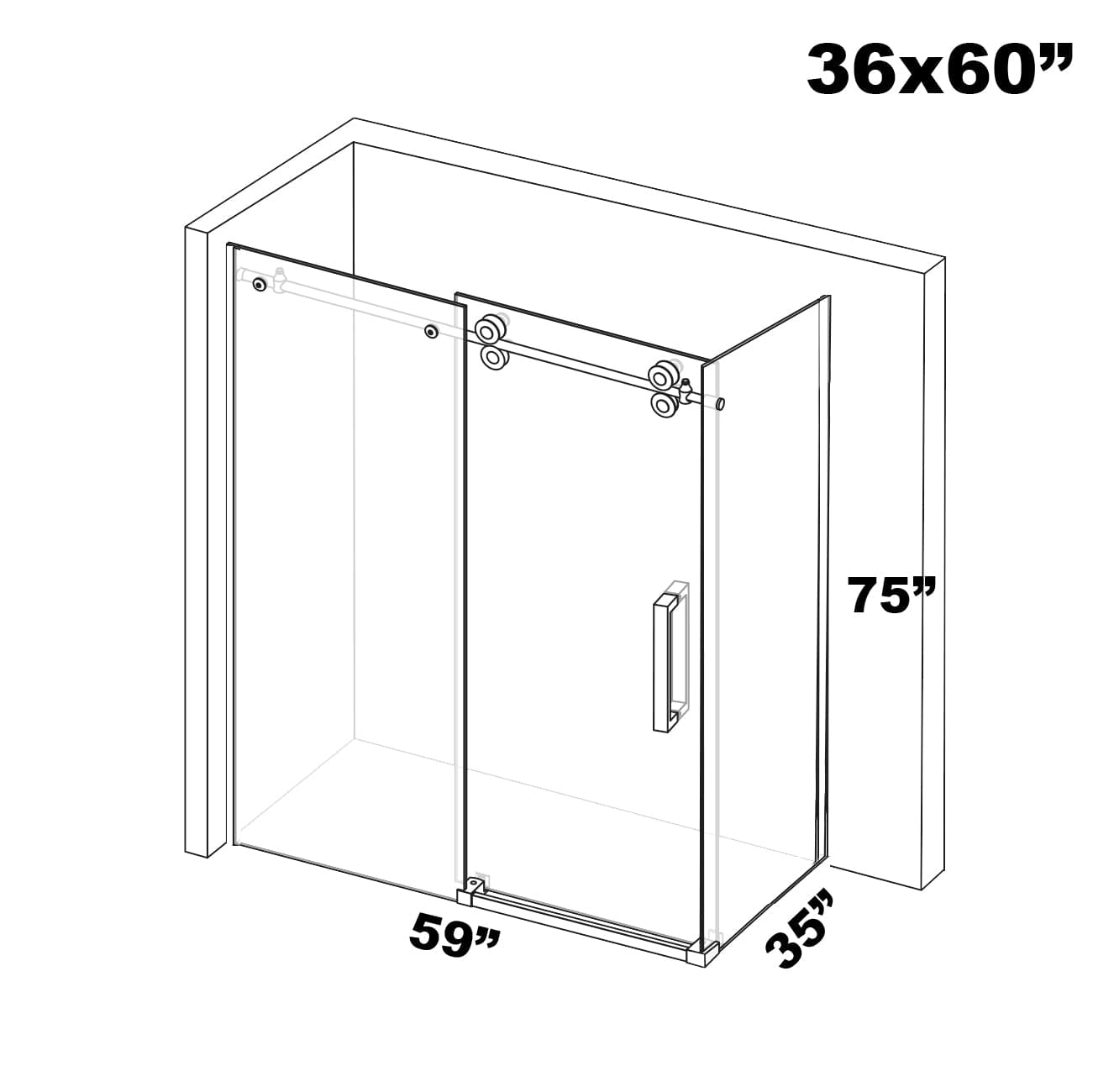 DOUCHE COULISSANTE ZARO - NOIR 8MM - SALLE DE BAIN VODA