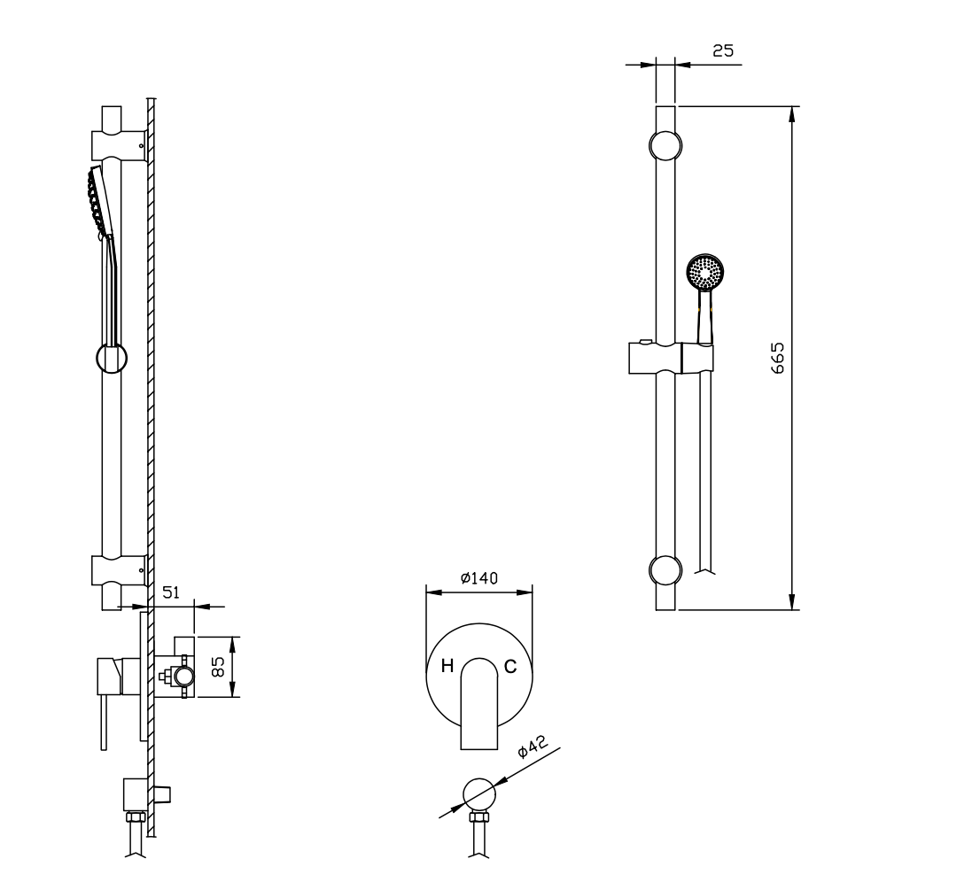 Robinet de douche - 616 CHROME - SALLE DE BAIN VODA