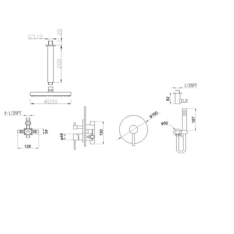 Robinet de douche - A28 CHROME - SALLE DE BAIN VODA
