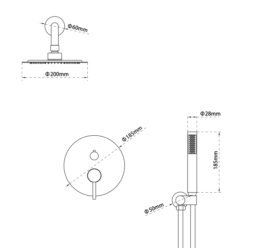 Robinet de douche - D28BL - SALLE DE BAIN VODA