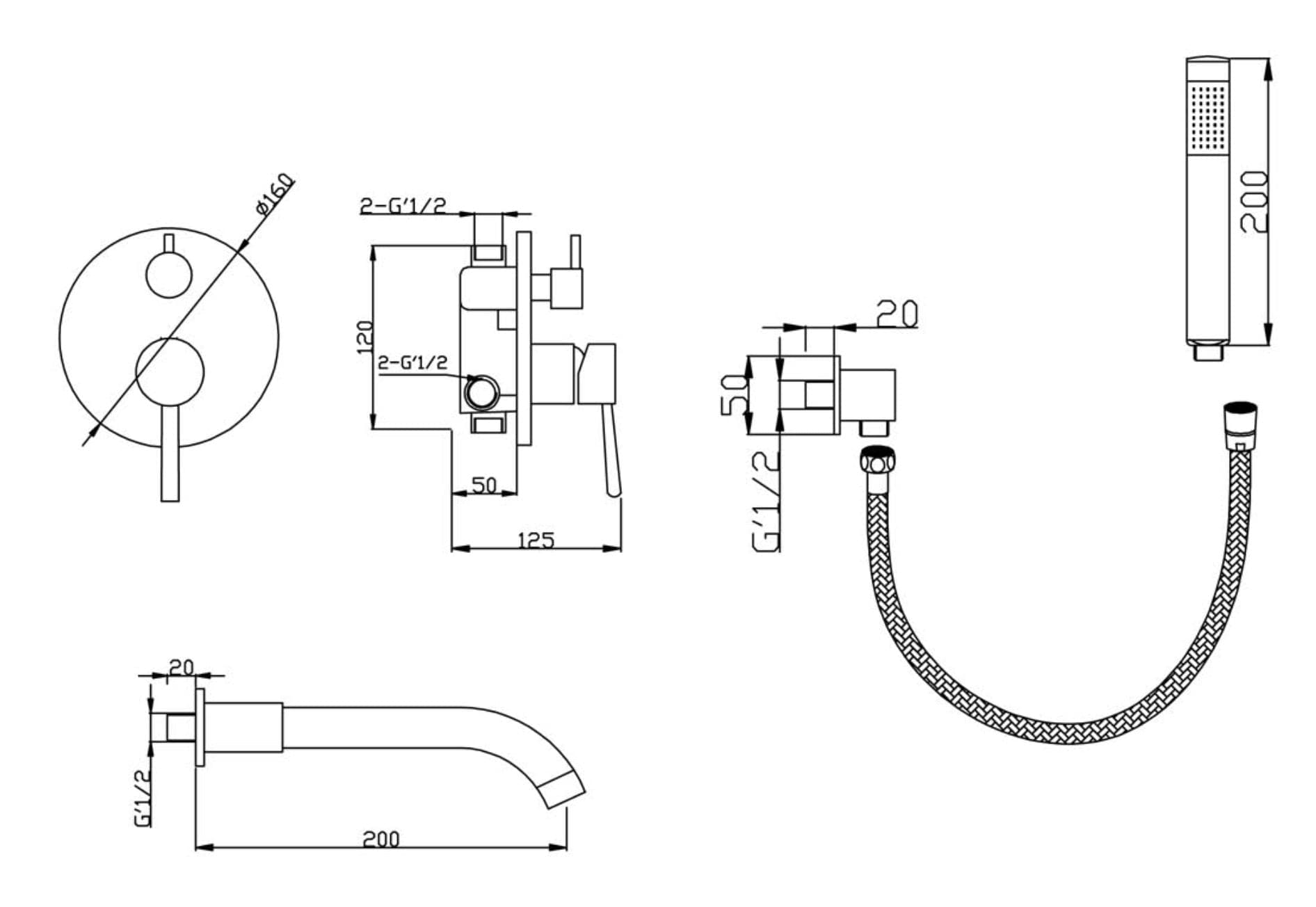 Robinet mural baignoire - 852B - SALLE DE BAIN VODA