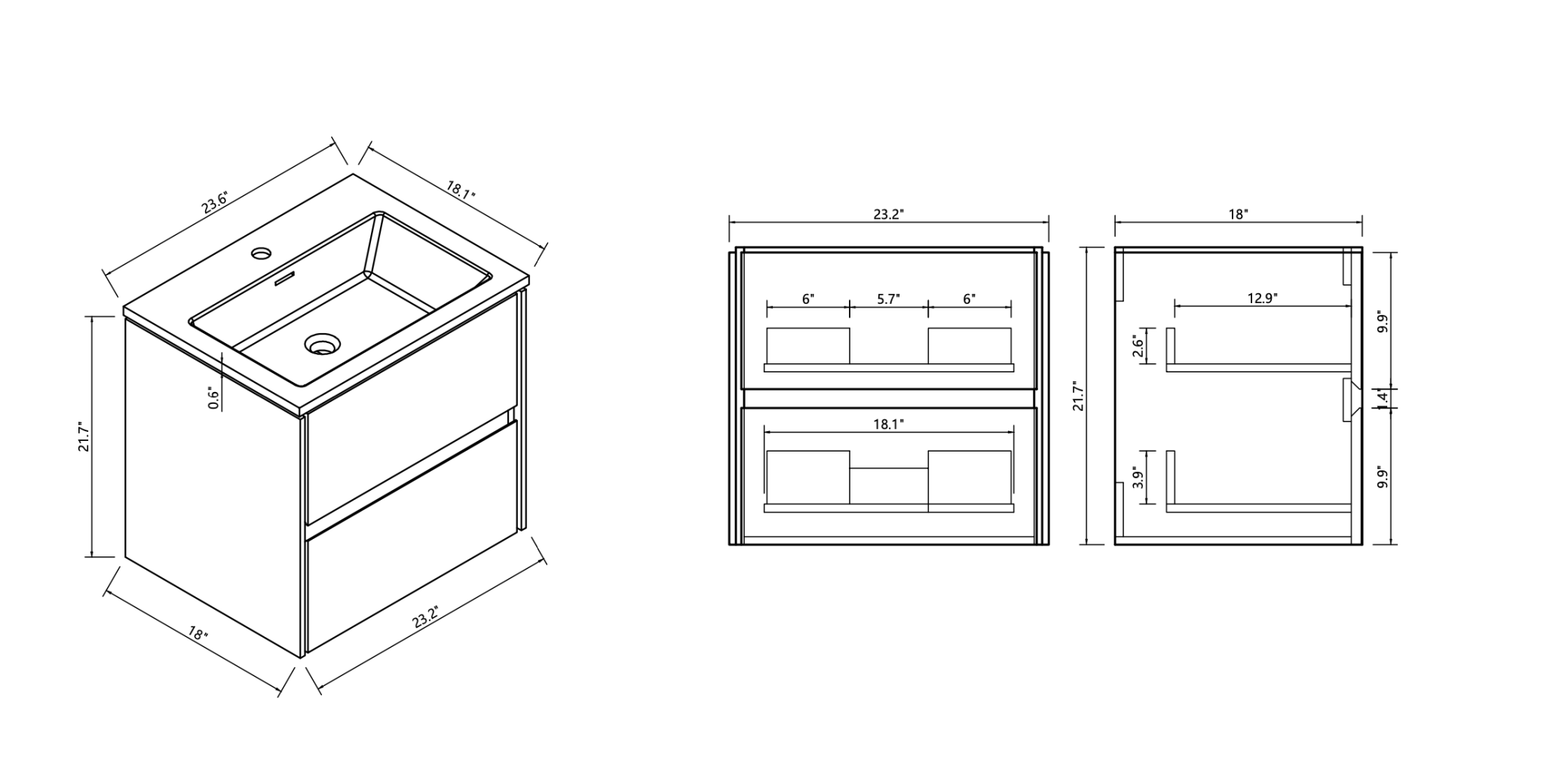 VANITÉ BALI - 24" - SALLE DE BAIN VODA