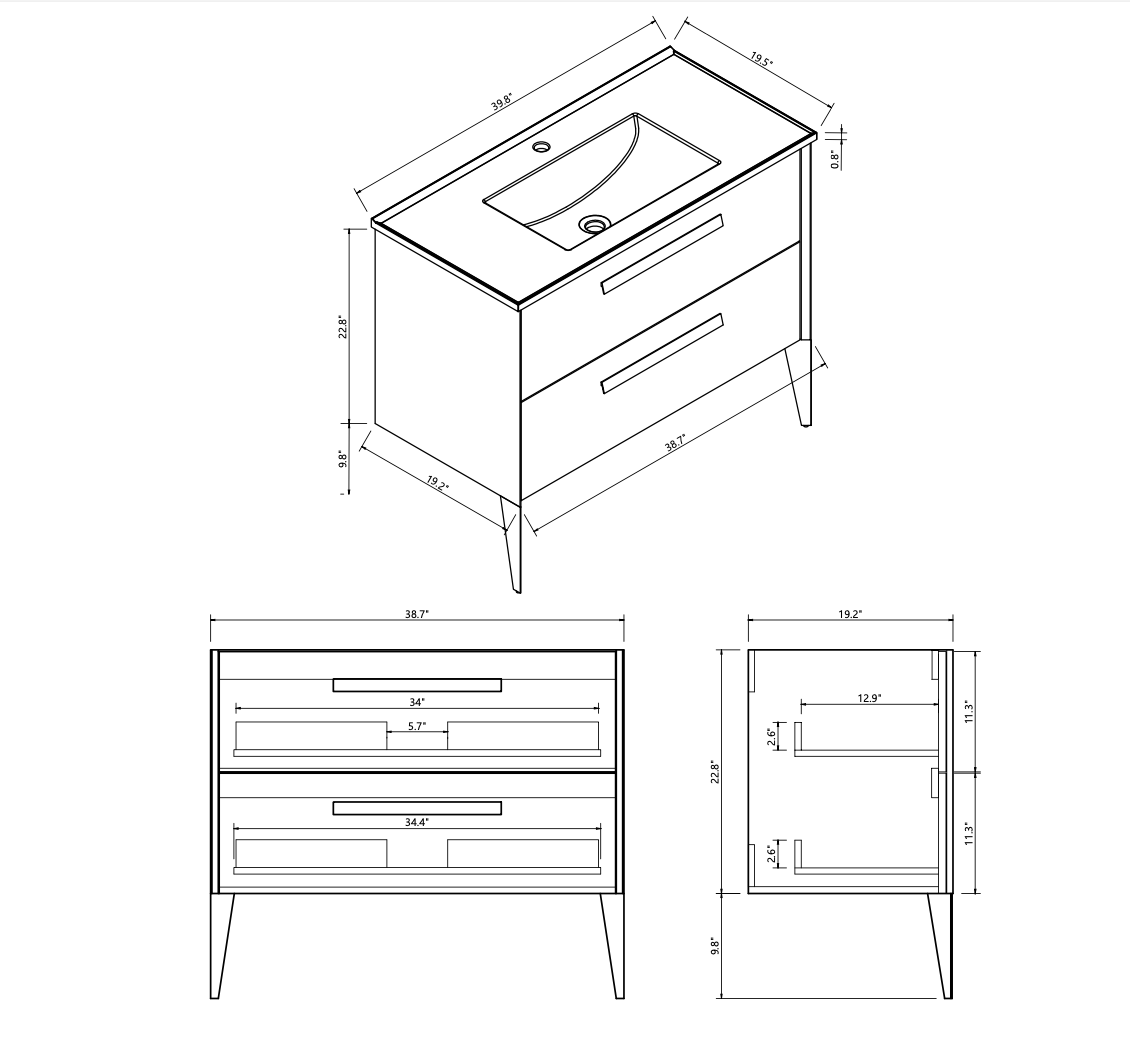 VANITÉ TETRA - 39.5" - SALLE DE BAIN VODA
