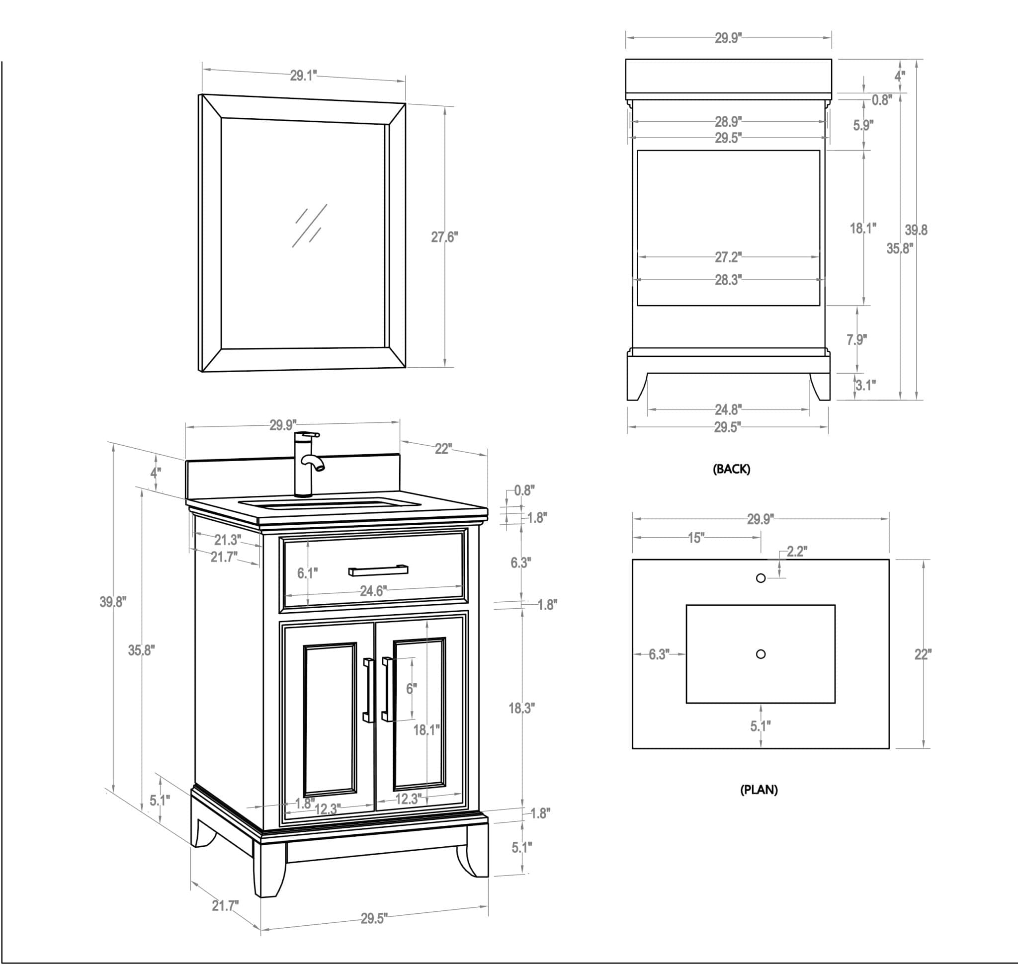 VANITÉ VA10 - 30" - SALLE DE BAIN VODA