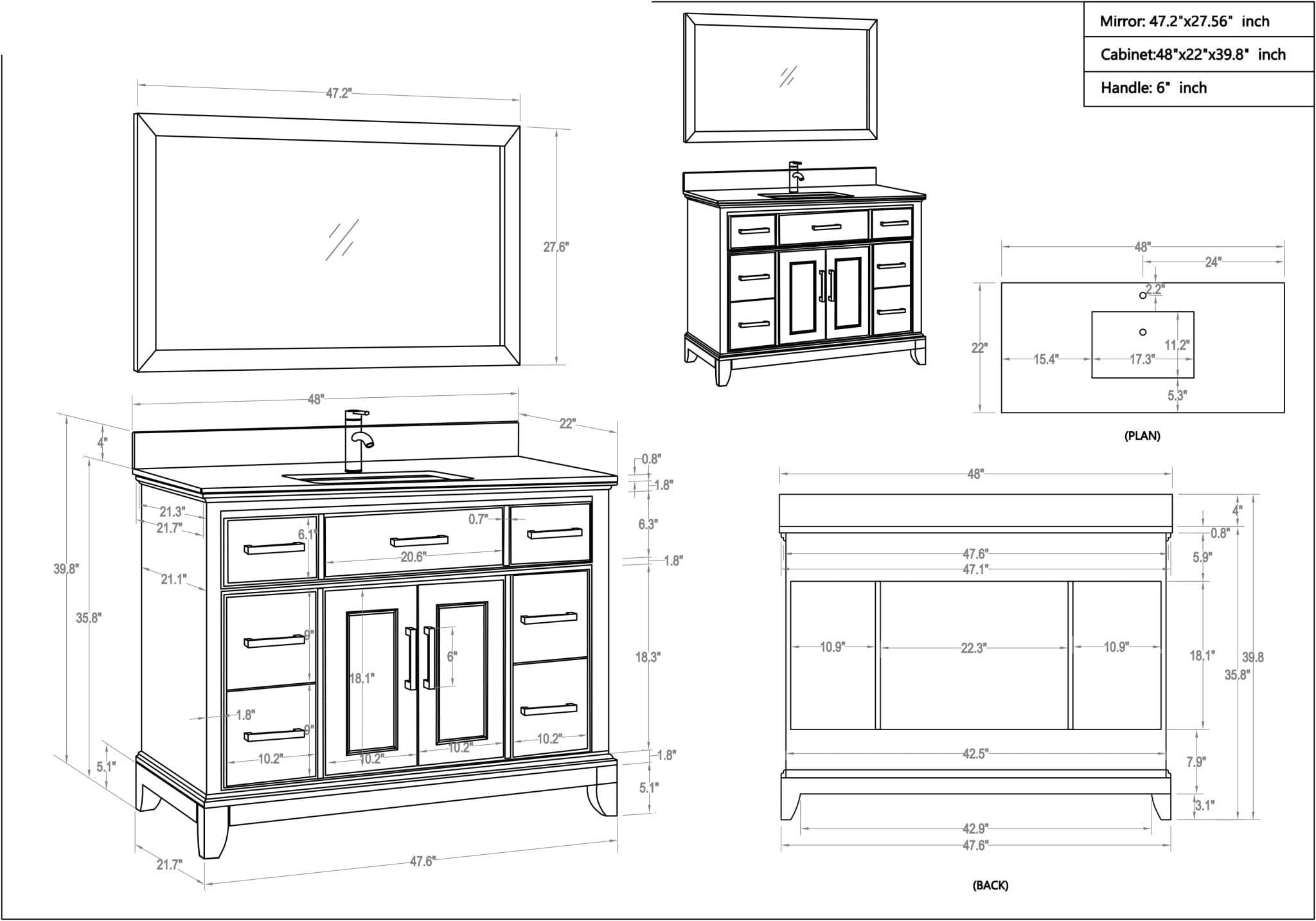 VANITÉ VA10 - 48" - SALLE DE BAIN VODA