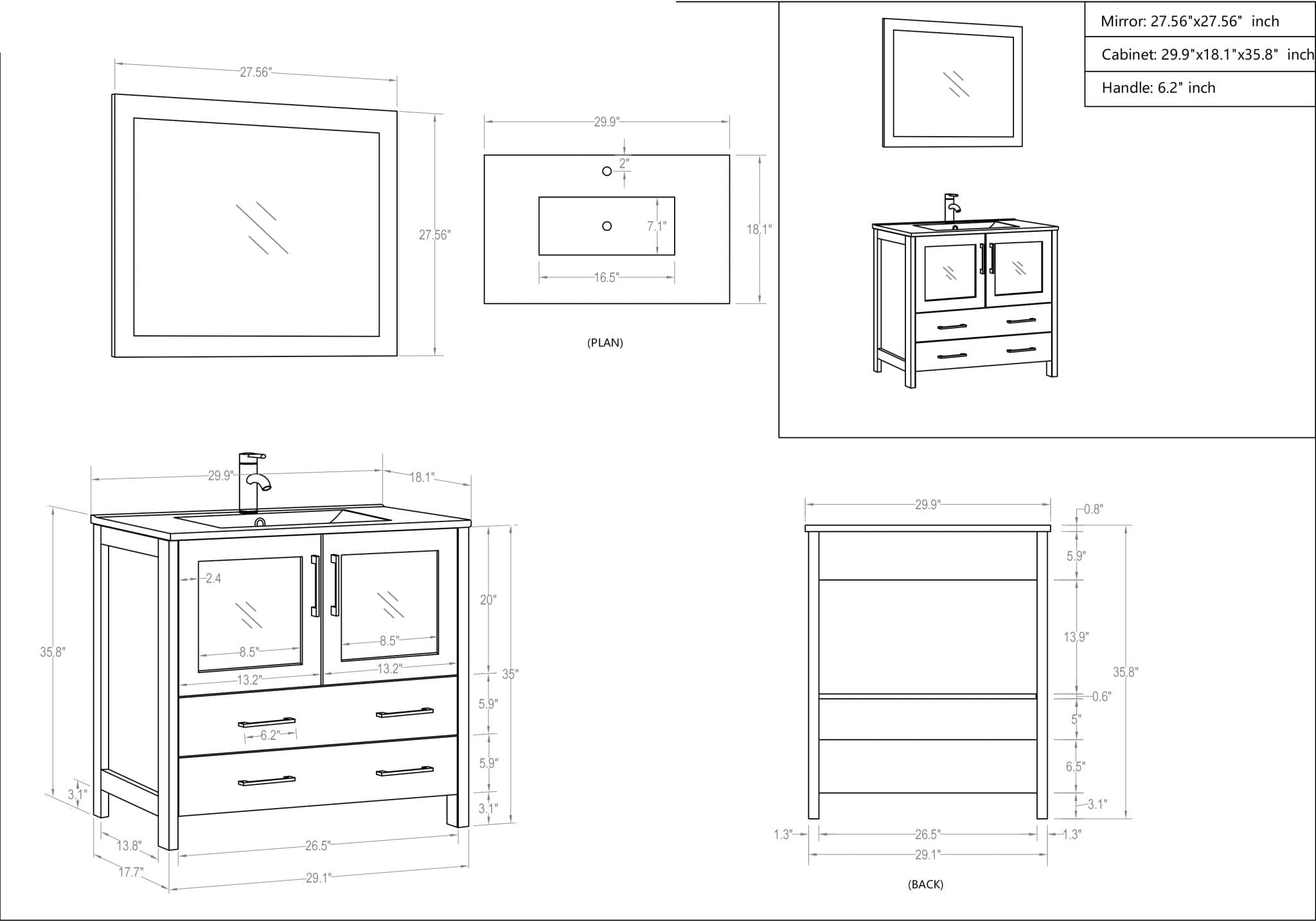 VANITÉ VA30 - 30" - SALLE DE BAIN VODA