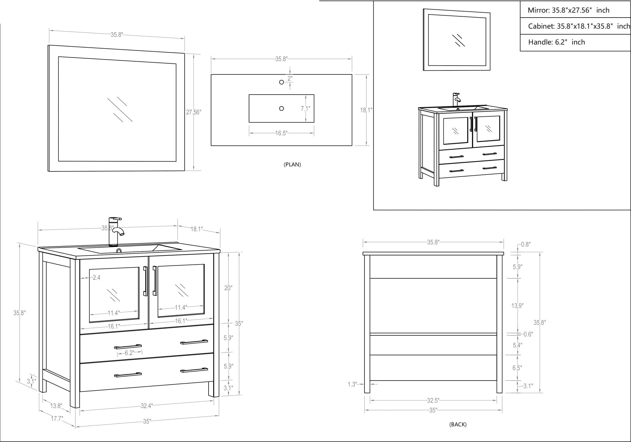 VANITÉ VA30 - 36" - SALLE DE BAIN VODA